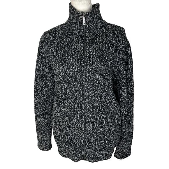 Everlane Wool Full Zip Sweater Jacket Chunky Marled Black Cardigan Size Small - Picture 2 of 8